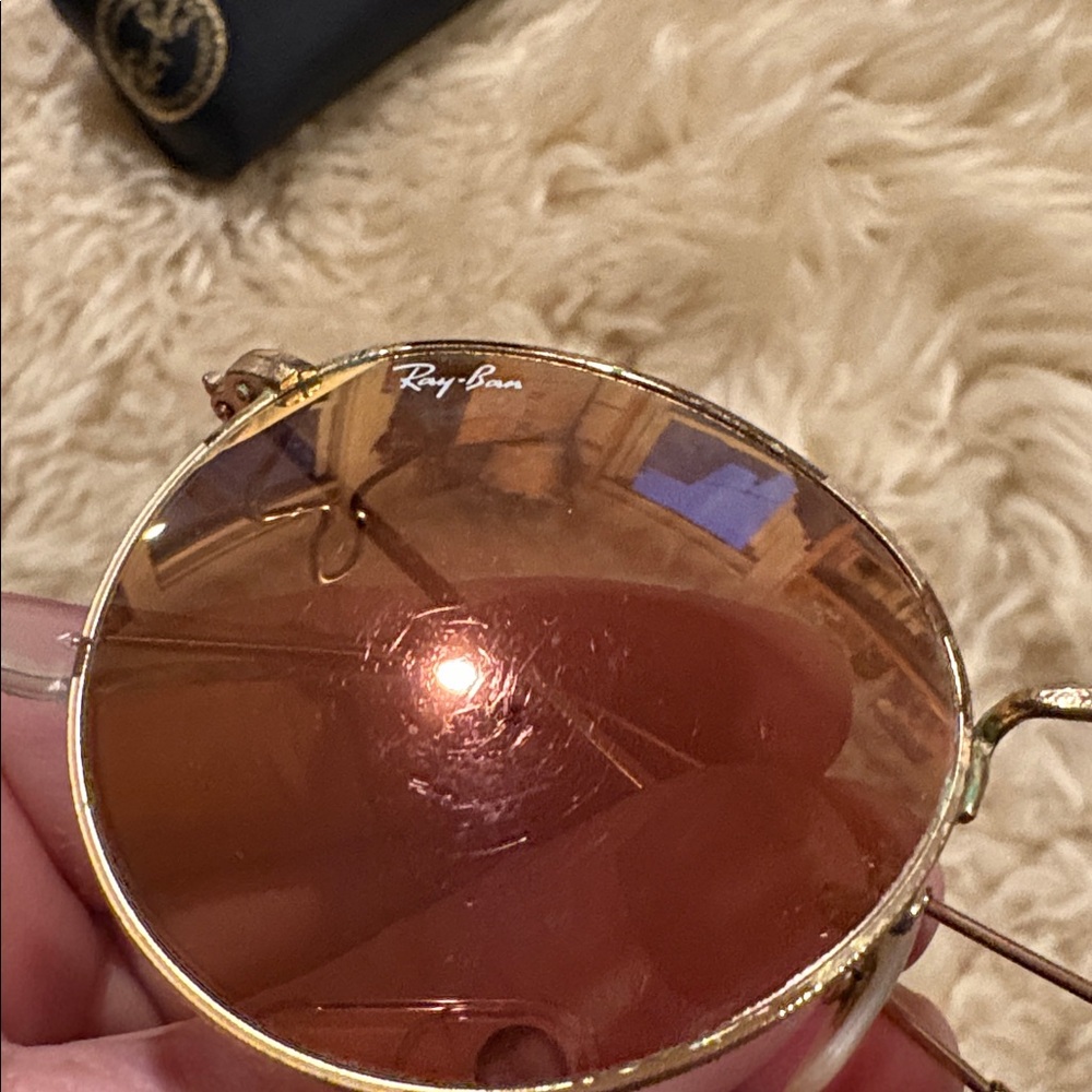 Ray-Ban ROUND FLASH LENSES Matte Gold Brown lenses - Picture 4 of 9